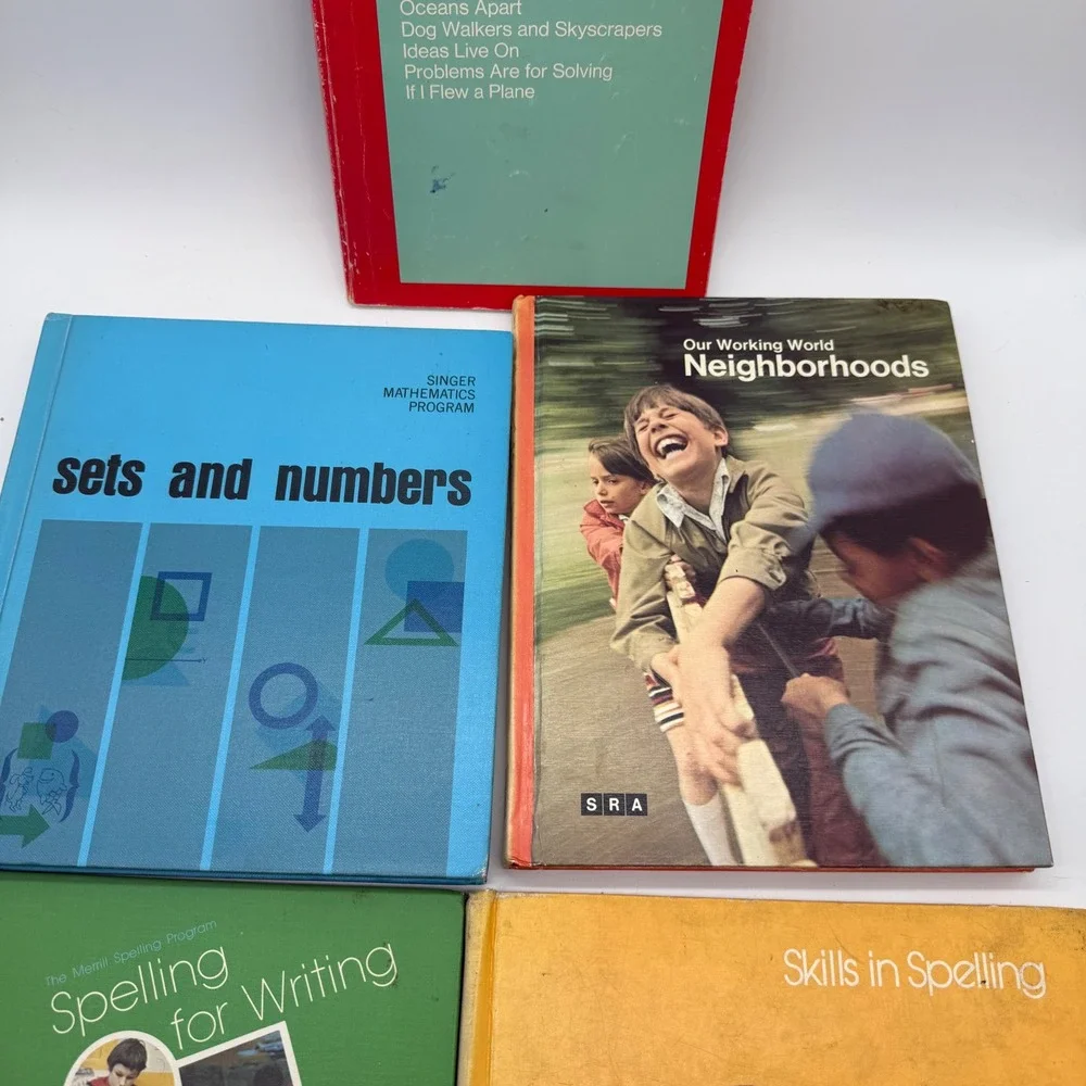Vintage 1960s 1970s School Textbook Lot SRA Mathematics Spelling Social Studies
